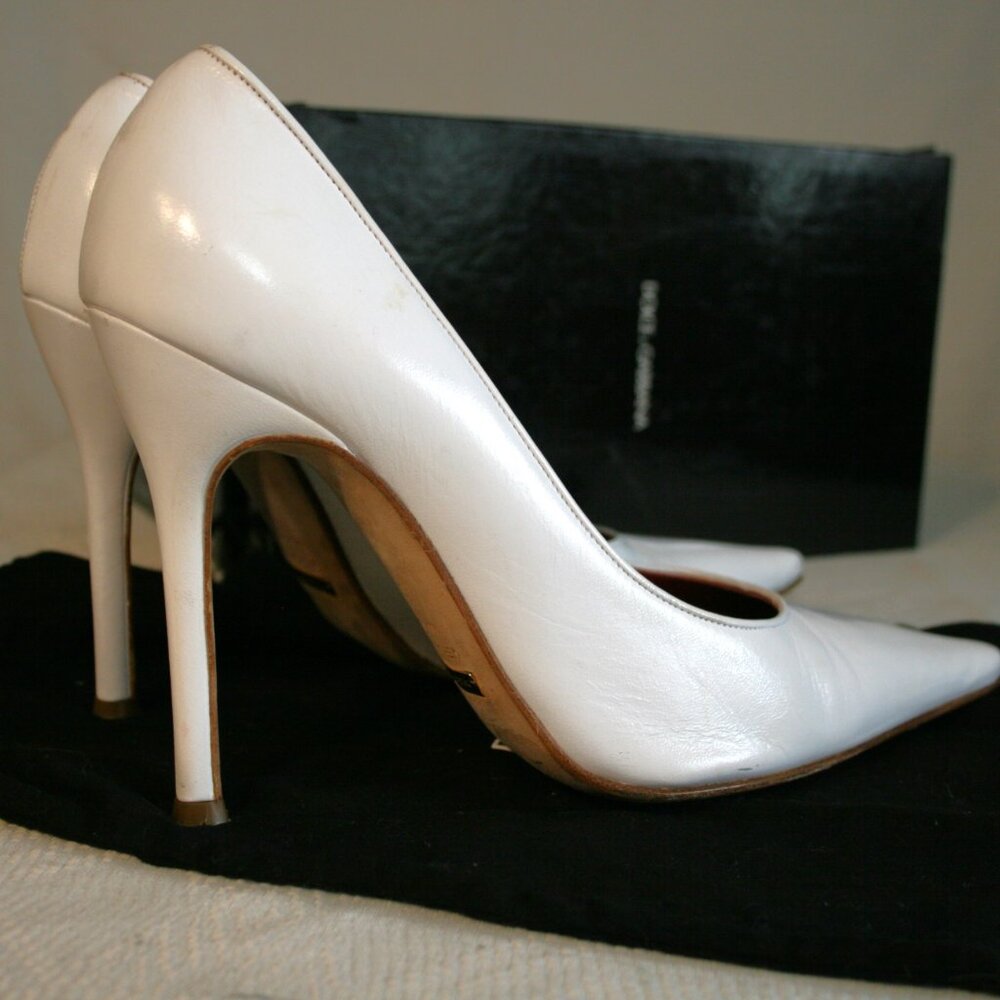 Dolce & Gabbana Nero White Leather Pumps Size 38 Eur. / 7.5 US - Picture 11 of 13